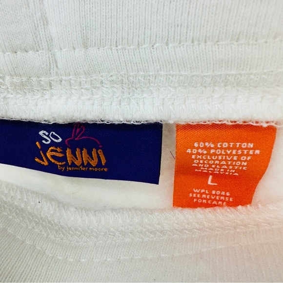 So Jenni Sweatpants Bunny Peace Sign Girls Large White - Picture 7 of 11